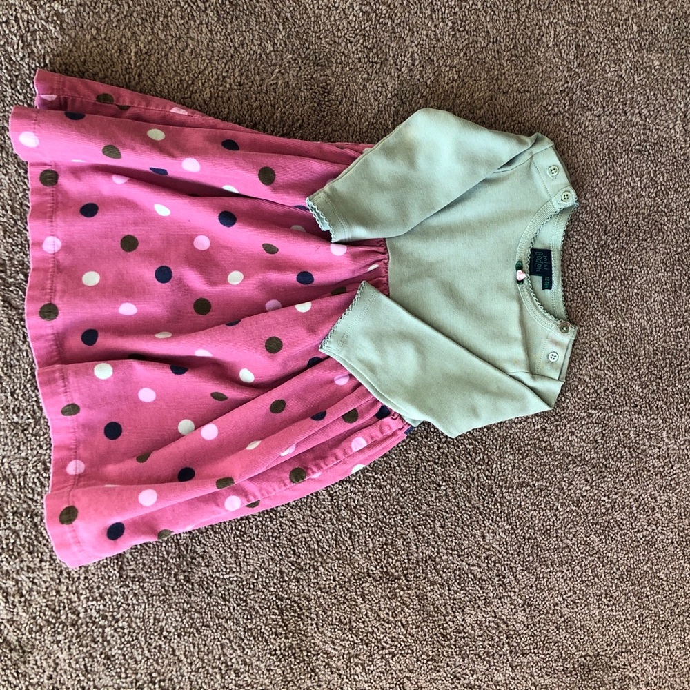 Green and polka dot infant dress